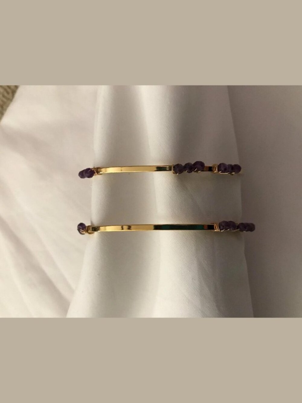 Nugaard Wrapped Gems Cuff Bracelet Purple Gold RI 57 P NEW